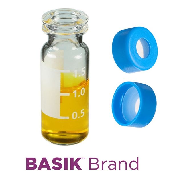 Microsolv EPP Vial, clear, 2 ml, Snap Cap blue with AQR Sil/PTFE Septa, Write-on Patch, Project Triage, 100 pc/PAK