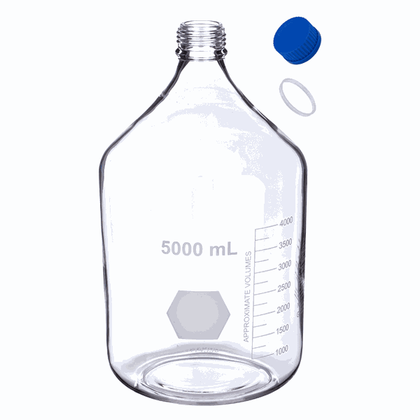Microsolv Bottle, Mobile Phase Reservoir, Glass, Clear, 5 Liter, Screw Top, GL45 Threads