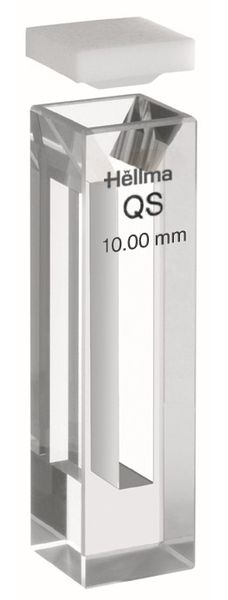 Hellma Halb-Mikro-Küvette, Typ 108F-QS, HP Quarzglas, WL 200-2500 nm, Schichtdicke 10x4 mm, Bodendicke 9 mm, PTFE-Falzdeckel, 1000 μl
