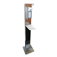 Product Image of Stainless steel hand disinfection stand with drip tray, for 500ml, 30x30x130cm, Weight: 12 kg