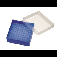 PP Storage Box for 1.5 ml (1.8 ml, 2 ml) Bottle or 2 ml Shell Vial, blue, with cap (136 x 136 x 45 mm), 100 Cavity