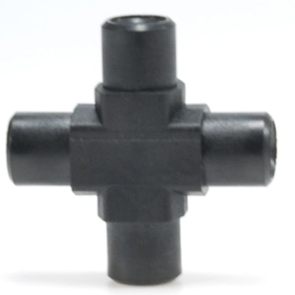 Microsolv Union, Connector, Kits, Cross, Carbon PEEK Endure, High Pressure, 0.50 mm Through Holes with 10-32 Screw Threads, with Connector Nuts, for 1