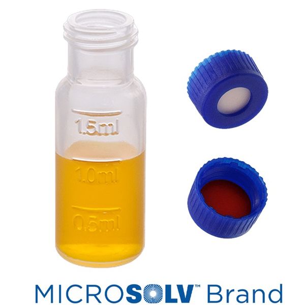 Microsolv EPP Vial, PP clear, 2 ml, Screw Cap blue with bonded Rubber/PTFE Septa, 100 pc/PAK