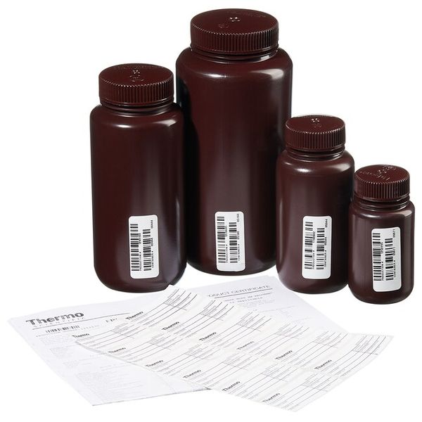 Nalgene Thermo Scientific Weithalsflaschen, HDPE braun, 125 ml, mit Verschluss, 50 x 99 mm, 72 St/Pkg