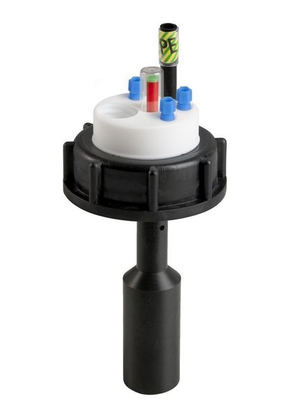 SCAT SafetyWasteCap, S55, mechanische Füllstandskontrolle, 3x 2,3/3,2 mm AD, Erdungsanschluss + Anschluss für Abluftfilter