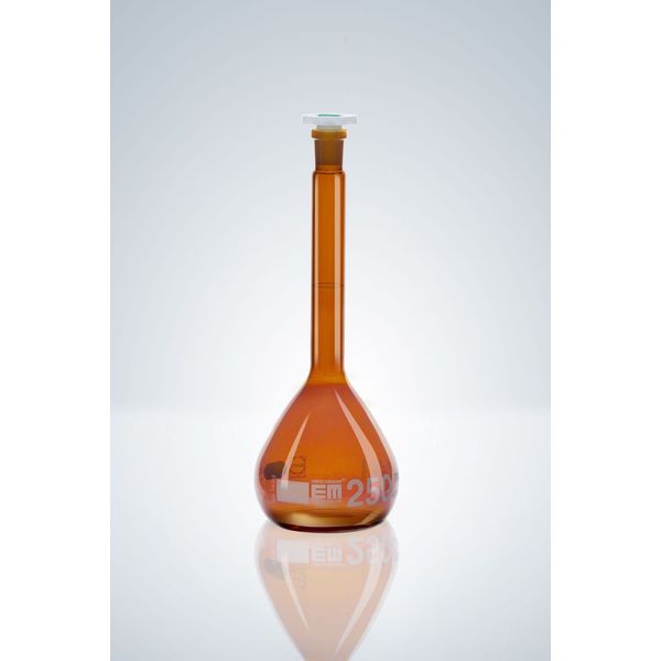 Hirschmann Messkolben, braun, NS 12/21, 25 ml, weiß graduiert, A, CZ, mit Ringm., PE-St., 2 St/Pkg