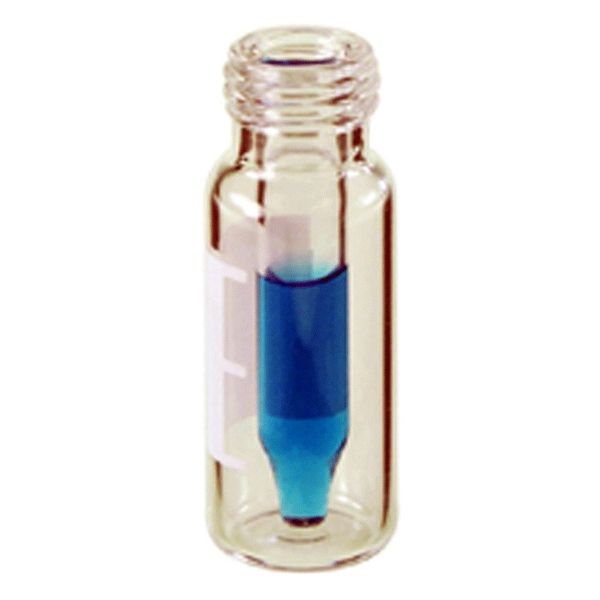 Microsolv Screw Top Vials, clear Glass / Clear Insert, 300ul with Write-On Patch and fill lines, Wide Tip Fused Insert , 9-425mm, 12x32mm OD, for use 