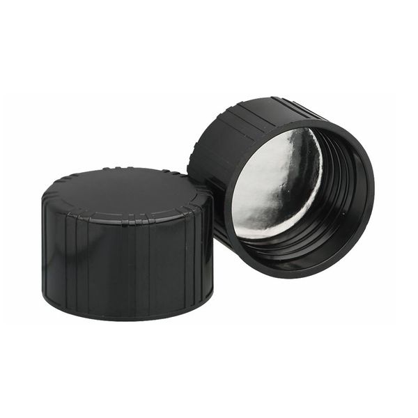 DWK Wheaton PF screw cap, black, cellulose insert coated with aluminum foil, sizes 38-439, 200 pc/PAK