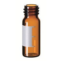 Altmann Analytik 1.5 ml screw-top bottle, 10-425, amber glass, 1st hydrolytic class, 32 x 11.6 mm, wide opening, writing area, graduated, 10 x 100 pc/