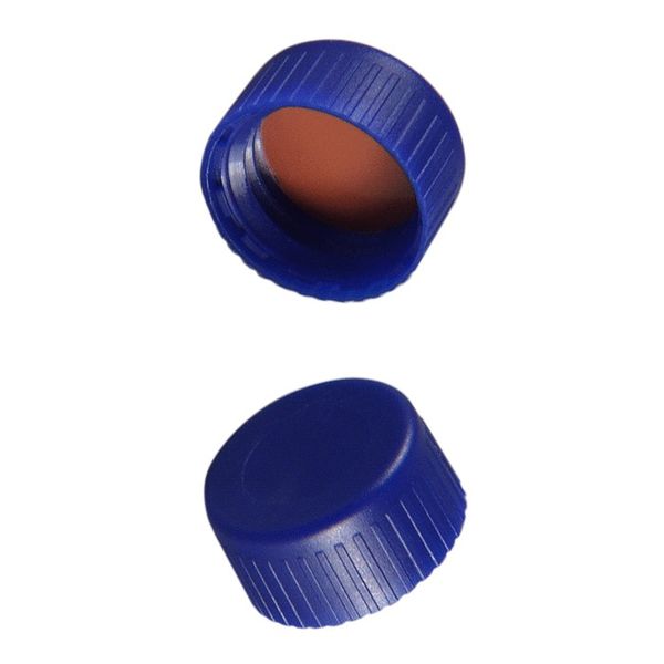 Microsolv Screw Cap blue, 9 mm, with red-orange rubber/clear TEF fitted liner, 1000 pc/PAK