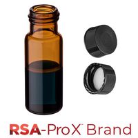 Product Image of Vial & Cap kit: 100 2ml, Screw Top, Hydrophobic, Amber Autosampler Vials & Solid Black Caps with Clear Silicone Rubber/PTFE Liner, RSA-Pro X Brand