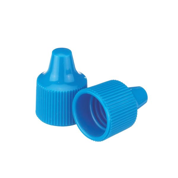 DWK Wheaton Blue PP cap for dropper bottle tip 15 mm and 7-15 ml dropper bottles, size 15-415, 1000 pc/PAK