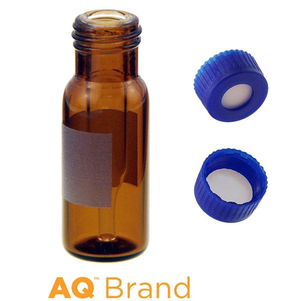 Microsolv Vial & Cap Kit incl. 100 300ul, Fused Insert, Screw Top, Amber Autosampler Vials with Write on Patch/fill lines & 100 Blue Screw Caps with 