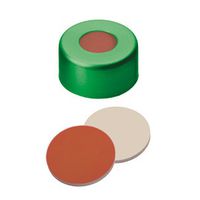 Product Image of ND11 Crimp Seals: Aluminum Cap green lacquered + centre hole, RedRubber/PTFE beige, 1000/pac
