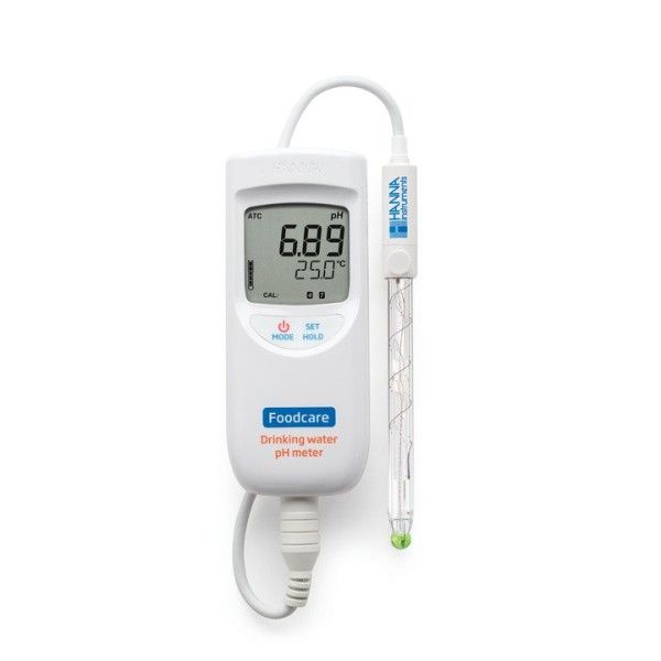 HANNA Instruments Deutschland GmbH pH/°C-Meter FOODCARE, für Trinkwasser, pH 2-16, -5 bis 105°C, inkl. Sonde FC2153