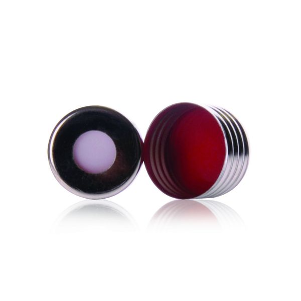 DWK Wheaton Headspace-Verschluss mit Schraubgewinde, mit Septum PTFE rot/Silikon weiß 18 mm, 100 St/Pkg