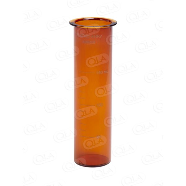 QLA 150mL Amber Glass Vessel with Flat Bottom for Hanson Vision and SR8-Plus Small Volume or Immersion/Enhancer Cell, Graduated, Serialized