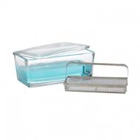 Product Image of Staining box for 50 slides, complete, with rack and handle, clear AR-glass, 6 pc/PAK
