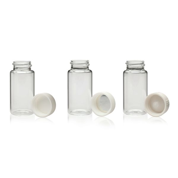DWK Wheaton 20 ml Flüssigszintillationsfläschchen, Schraubkappe, PP, weiß, 24-400 mit Folien-Einlage, unmontiert, 500 St/Pkg