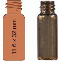 Product Image of 1,5 mL Gewindeflasche N 8 AD: 11,6 mm, Außenhöhe: 32 mm braun, flacher Boden, enge Öffnung, Packung à 100 Stück