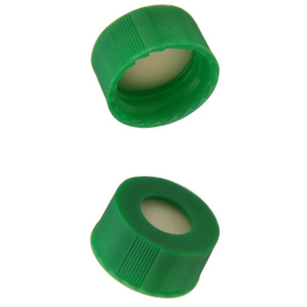 Microsolv Screw Cap green, knurled PP, white Sil/natural PTFE Septa, 9-425mm thread, 12x32mm autosampler vials, 1000 pc/PAK