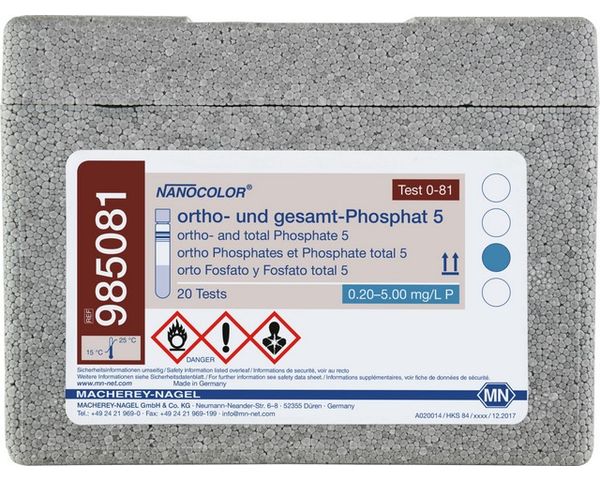 Macherey-Nagel Rundküvettentest NANOCOLOR gesamt-Phosphat 5, 20 Bestimmungen, 0.2-5.0 mg/l PO4-P 0.5-15 mg/l PO43