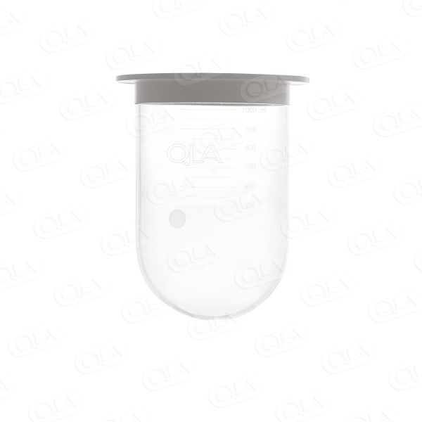 QLA 1000mL Clear Glass Vessel with Plastic Rim, Serialized