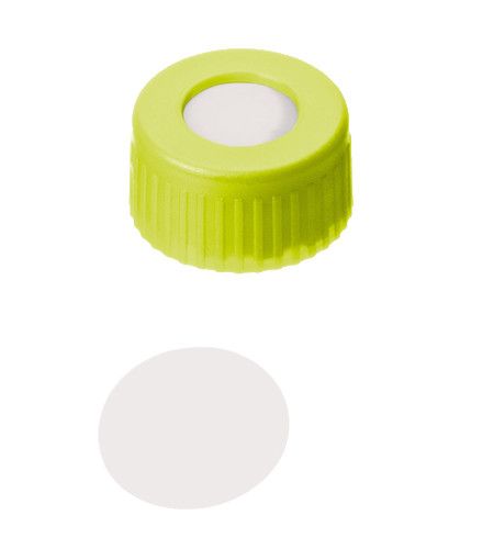 Altmann Analytik ND9 PP Short Thread Cap, yellow, 0,2mm, PTFE virginal, 10 x 100 pc