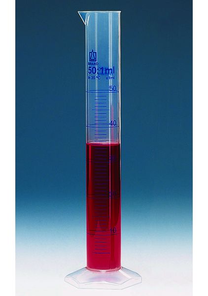 Brand GmbH & Co. KG Messzylinder, hohe Form, Klasse B, 1000 ml : 10 ml, PP, blaue Graduierung, 5 St/Pkg