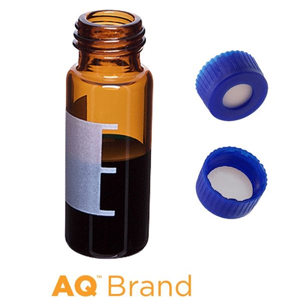 Microsolv EPP-Fläschchen, braun, 2 ml, Schraubverschluss blau mit Sil/PTFE-Septum, Beschriftungsfeld, 100 St/Pkg