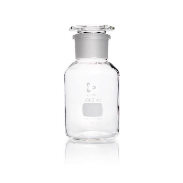 Duran Group Weithalsflasche, Klarglas, NS 60/46, 1000 ml, Glas-Stopfen, 10 St/Pkg