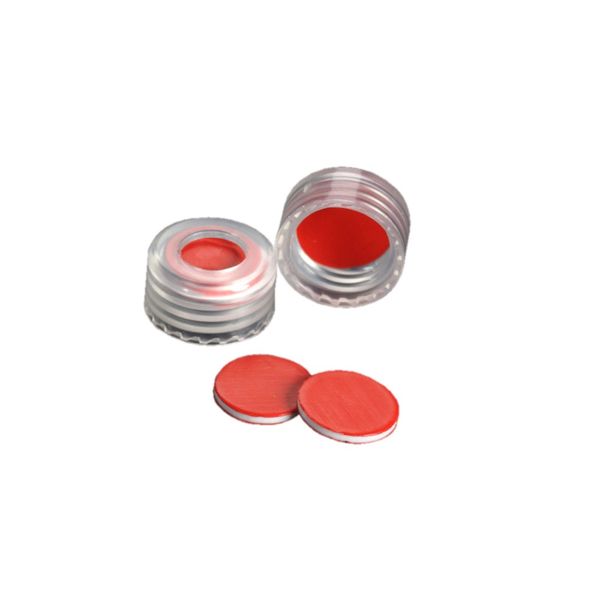 DWK Wheaton 9 mm Schraubkappe, natur, mit PTFE/Silikon/PTFE-Septum, Schraubgewinde, EVA, 100 St/Pkg