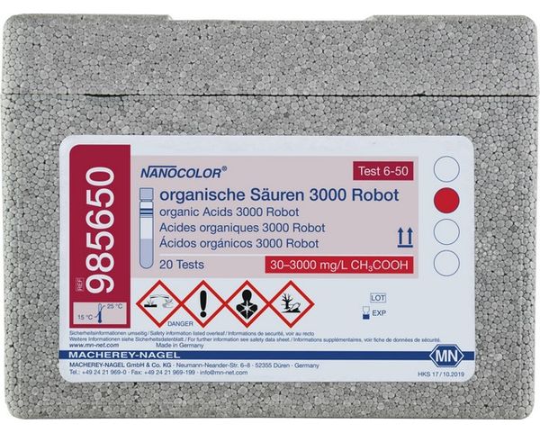 Macherey-Nagel NANOCOLOR tube test Organic acids 3000, robot, 20 determinations