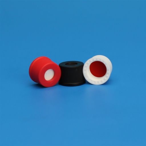 JG Finneran 10-425 mm Blue Open Hole Polypropylene Closure, PTFE/Silicone/PTFE Septa, 0.040", 10 x 100 pc/PAK
