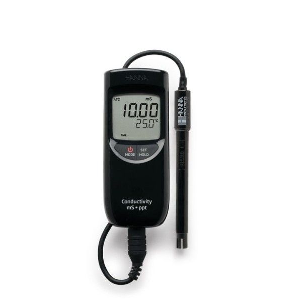 HANNA Instruments Deutschland GmbH Multiparameter-Messgerät EC/TDS/°C, bis 20 mS/cm, 0 bis 60°C, inkl. Sonde HI763063