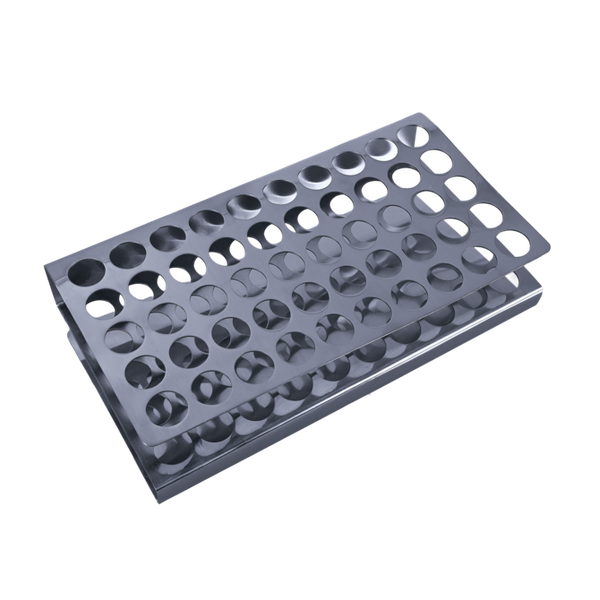 Bürkle Z-Reagenzglashalter, Edelstahl V2A, 220 x 112 x 57 mm, für 50 Gläser je max. 17 mm AD