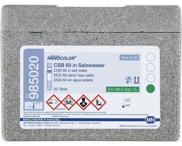 Macherey-Nagel Rundküvettentest NANOCOLOR CSB 60 in Salzwasser, Messbereich: 5-60 mg/L O2, für 20 Bestimmungen