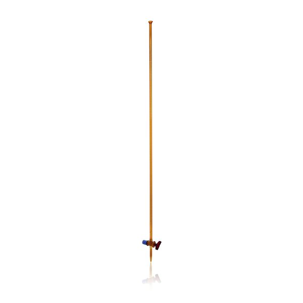 Duran Group DURAN burette, amber glass, conformity certified, white print, main points ring graduation, straight glass stopcock, accuracy class AS, 