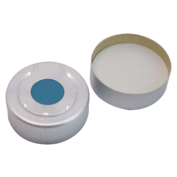 Altmann Analytik Bördelkappe, für Headspace-Flasche, 20 mm, Aluminium, mit PTFE/Silikonseptum und Sicherheitsverschluss, 10x100/PAK