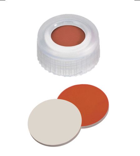 Altmann Analytik ND9 PP Short Thread Cap, transparent, 1,0mm, RedRubber/PTFE beige, 1000/pac