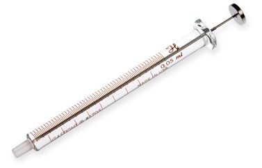 Hamilton 50 μl, Modell 1705 LT Spritze, ohne Nadel, max. Druck 1000 psig (68.9 bar), max. Temperatur 115°C / 239°F, mit Kalibrierzertifikat