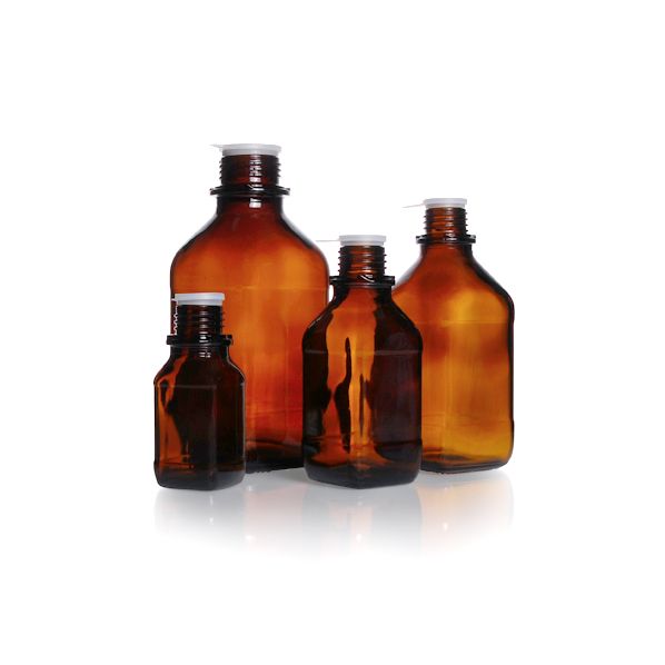Duran Group Enghalsflasche, Braunglas, 100 ml, vierkant, ohne Kappe u. Ausgießr., 10 St/Pkg