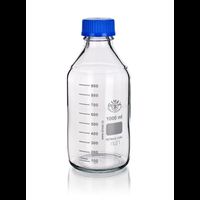 Product Image of Reagent Bottle GL45, with PP-Cap and Ring (blue), clear, 1000ml, 10/PK