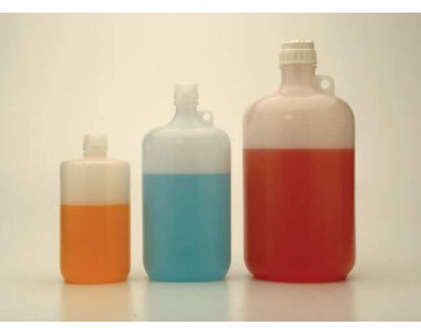 Nalgene Thermo Scientific Narrow Neck Bottle, big, PPCO, white, 2 L, with Screw Cap 38-430, 6 pc/PAK
