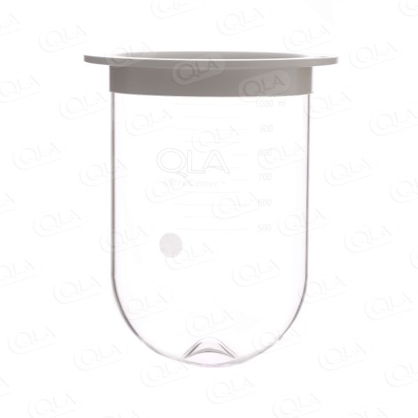QLA 1000mL Clear UltraCenter Precision Glass PEAK Vessel with Plastic Rim, Serialized