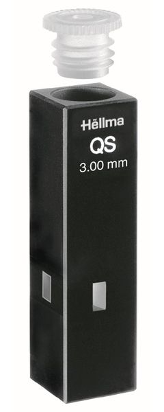 Hellma Ultra-Mikro-Küvette, Typ 105.251-QS, HP Quarzglas, WL 200-2500 nm, Schichtdicke 3x3 mm, (HxB) 5x3 mm, Z-Höhe 8.5 mm, PE-Stopfen, 45 μl