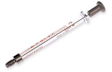 Hamilton 25 μl, Modell 1702 CX Spritze, 1/4''-28 Gewinde, max. Druck 1000 psig (68.9 bar), max. Temperatur 115°C / 239°F