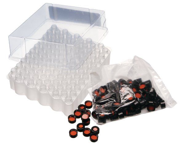 Supelco Vial, 2 ml, open-top Schraubkappe, R.A.M. , PTFE/Gummi Septum, Klarglas, 100/PAK, Gewinde 9 mm, O.D. × H × I.D. 12 mm × 32 mm × 6 mm