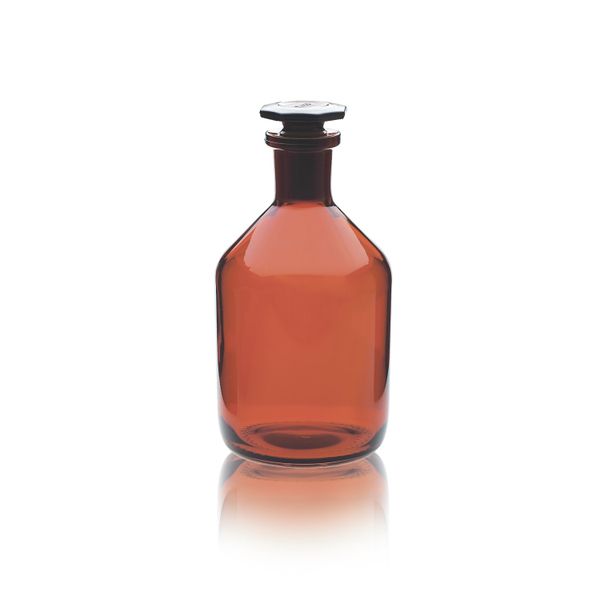 DWK Wheaton Reagent bottle, amber glass, 250ml, narrow neck, stopper size 19/26, 72 x 145 mm, 10 pc/PAK