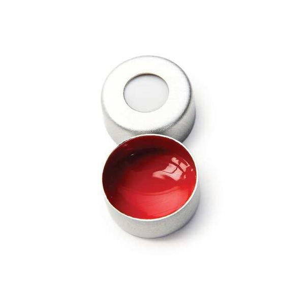 Thermo Fisher Scientific Bördelkappe SureSTART Level 1, 11 mm, Aluminium silber & Septum Silikon weiß/PTFE rot, 45 shore, 1,3 mm, 5000 St/Pkg